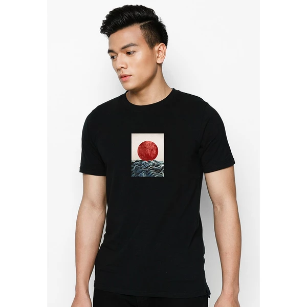 Áo thun tay ngắn unisex Chodole cho cả nam và nữ, chất liệu vải cotton in hình Sunrise In Japan