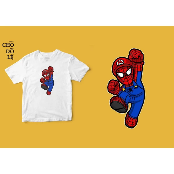 Áo thun tay ngắn unisex Chodole cho cả nam và nữ, chất liệu vải cotton in hình Super Heroes Series - Spider Plumber