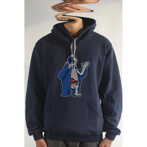 Áo khoác hoodie unisex cotton hình Half Skeleton series - Cookie Monster (nhiều màu)