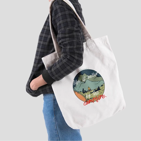 Túi vải tote bag của Chodole chất liệu túi canvas vải bố đẹp in hình độc đáo Life is better by the campfire