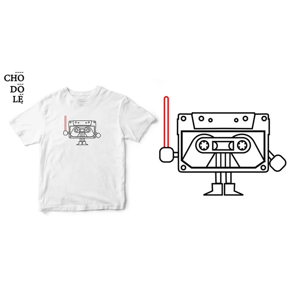 Áo thun tay ngắn unisex Chodole cho cả nam và nữ, chất liệu vải cotton in hình Dark cassette - Star wars