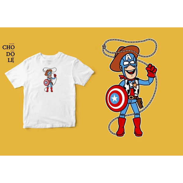 Áo thun unisex cotton 100% in hình Super Heroes Series - Captain Woody (nhiều màu)