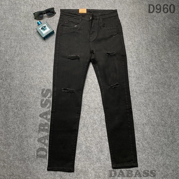 Quần jean nam quần bò màu đen rách đùi rách gối cá tính dễ phối đồ chất jean bò co dãn thoải mái vận động