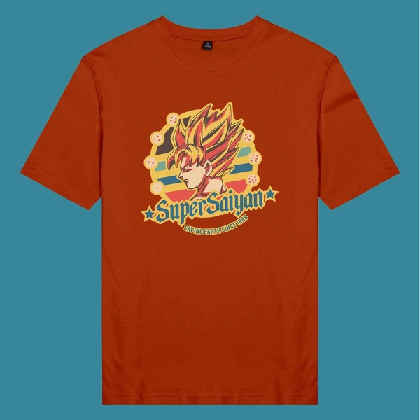  Áo thun ngắn tay unisex Chodole cho cả nam và nữ, chất liệu vải cotton in cotton in hình Dragonball - Super Saiyan Logo