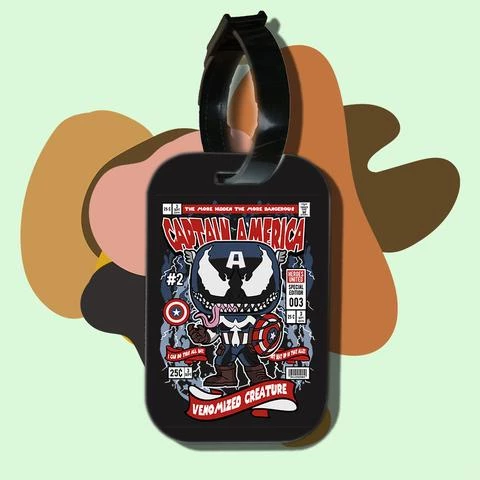 Thẻ hành lý cho túi xách balo du lịch in hình pop culture cartoon series - venomized captain america (nhiều màu)