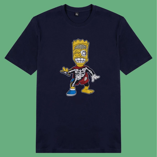 Áo thun ngắn tay unisex Chodole cho cả nam và nữ, chất liệu vải cotton in cotton in hình Half Skeleton series - Bart