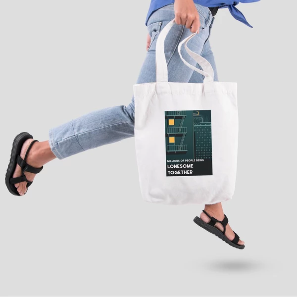 Túi vải tote bag của Chodole chất liệu túi canvas vải bố đẹp in hình độc đáo Million of people lonesome together