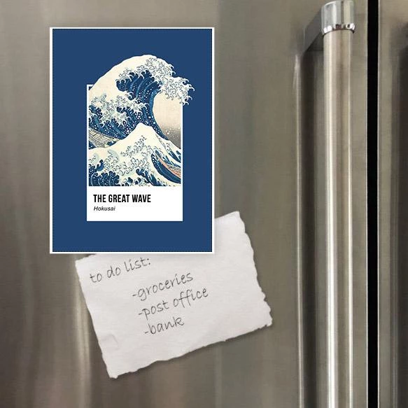 Nam châm hít dán tủ lạnh để trang trí in hình Pantone The great wave