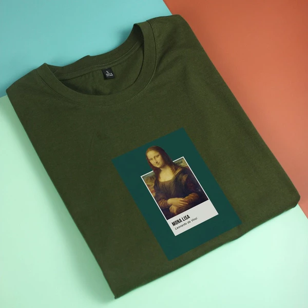 Áo thun tay ngắn unisex Chodole cho cả nam và nữ, chất liệu vải cotton in hình Pantone - Mona Lisa