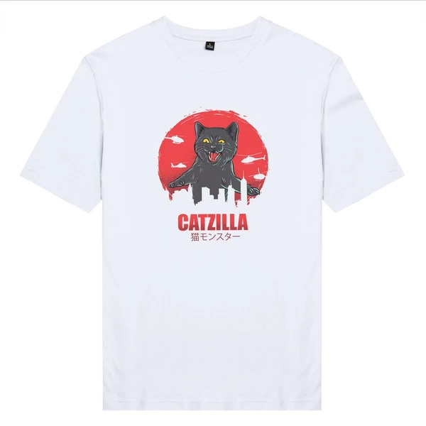 Áo thun unisex cotton 100% in hình Cat lover series - Catzilla (nhiều màu)