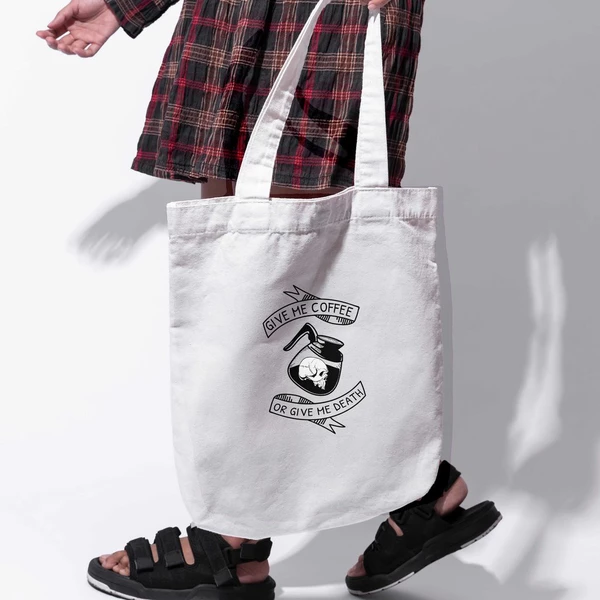 Túi tote vải in hình Coffee Lover Series - Give me coffee or give me death (nhiều màu)