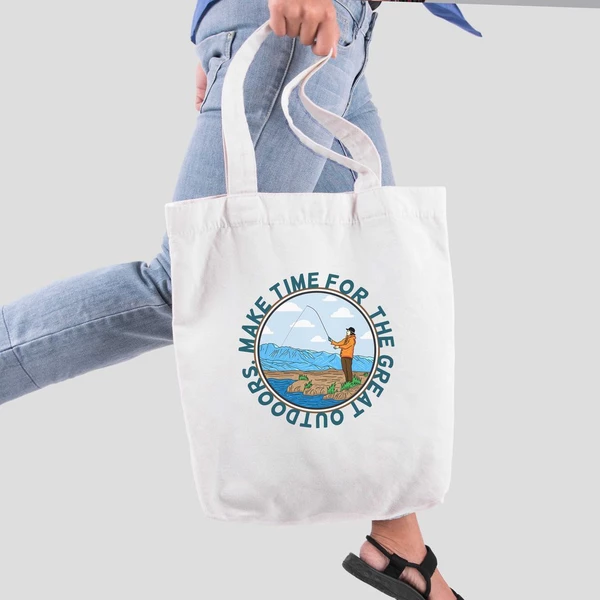 Túi vải tote bag của Chodole chất liệu túi canvas vải bố đẹp in hình độc đáo The Great Outdoor - Fishing