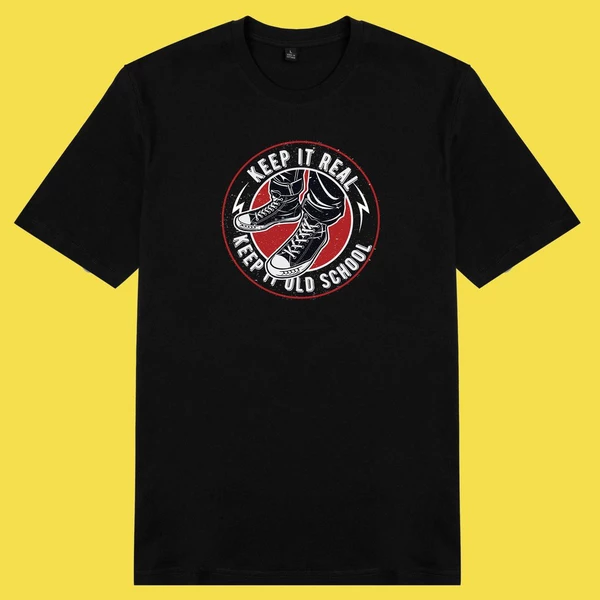 Áo thun cotton 100% in hình Keep it real, keep it old school