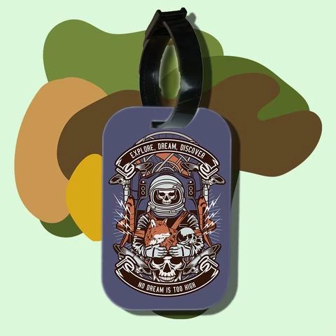 Thẻ hành lý cho túi xách balo du lịch in hình astronaut skull no dream is too high (nhiều màu)
