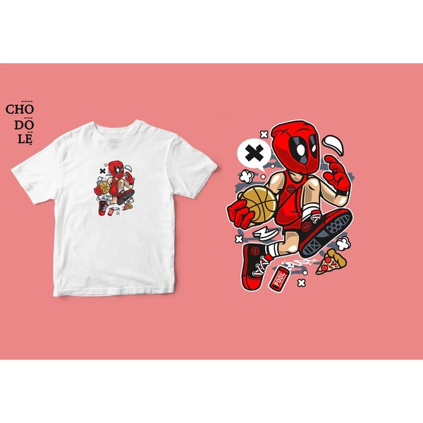 Áo thun unisex cotton 100% in hình Super Heroes Series - Deadpool Basketball (nhiều màu)