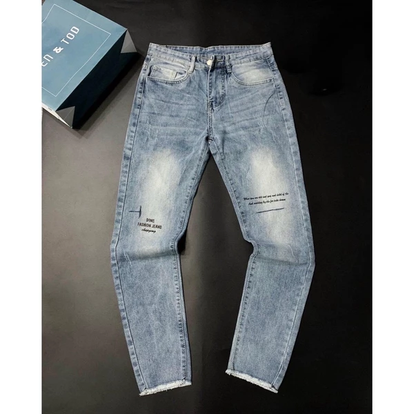 Quần jean nam quần bò thêu chữ phối rách kiểu thời trang chất jean bò co dãn thoải mái hàng chuẩn như hình ms4056