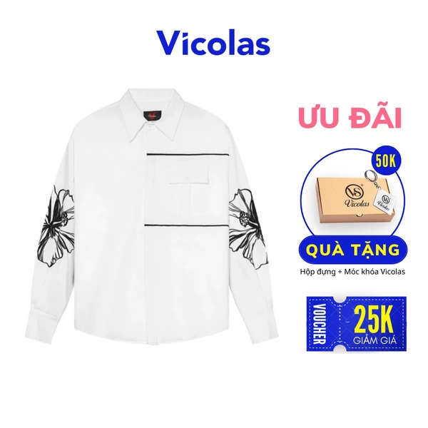 Áo sơ mi nam tay dài họa tiết thêu VICOLAS EMBROIDERED SHIRT