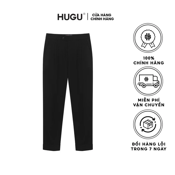 Quần tây âu dài đen nam ống đứng phong cách công sở BLACK PANTS HUGU vải kaki cao cấp không bông xù