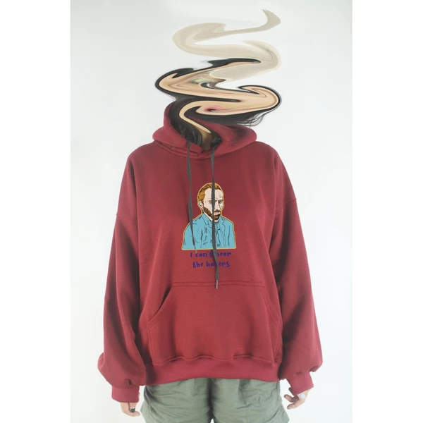 Áo khoác hoodie unisex cotton hình Van Gogh - I can't hear the haters (nhiều màu)