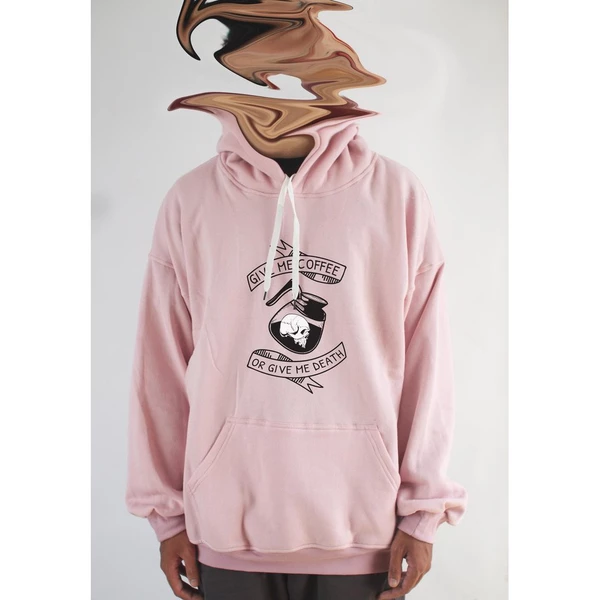  Áo khoác hoodie unisex cotton hình Ink Art - Give me coffee or give me death (nhiều màu)
