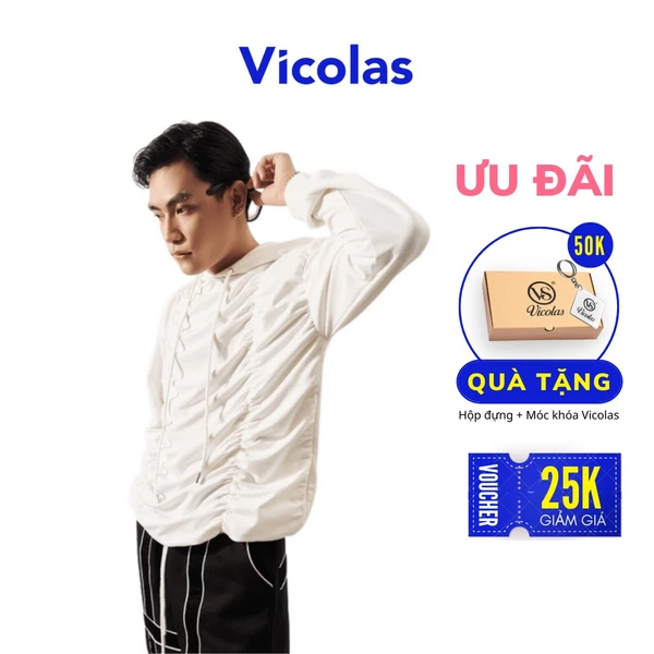 Áo hoodie unisex cách điệu đường nhún - V VICOLAS "NHÚN" HOODIE
