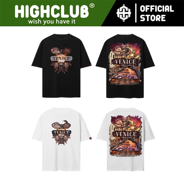 Áo Thun VENICE Tay Lỡ Unisex Nam/Nữ Đen/Trắng Cổ Tròn - HIGHCLUB Brand Chính Hãng