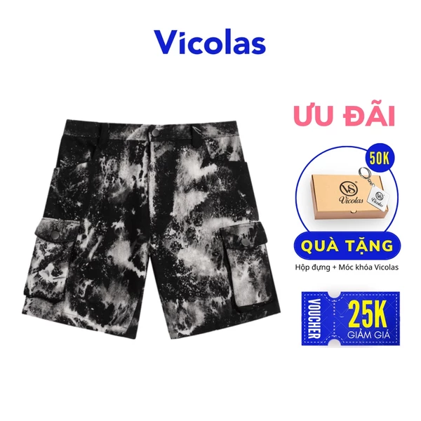 Quần short nam denim xử lý wash thoải mái bền V VICOLAS - ASPHALT SHORT