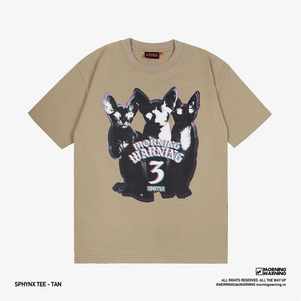 Áo thun Morning Warning Sphynx Tee Tan - Áo Thun Unisex Form Rộng Tay Lỡ Oversize Cotton 100% Local Brand