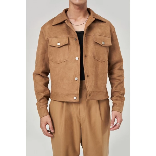 Áo khoác local brand B Brown, chất liệu da lộn cao cấp,hàng may kỹ 2 lớp,form crop hack dáng