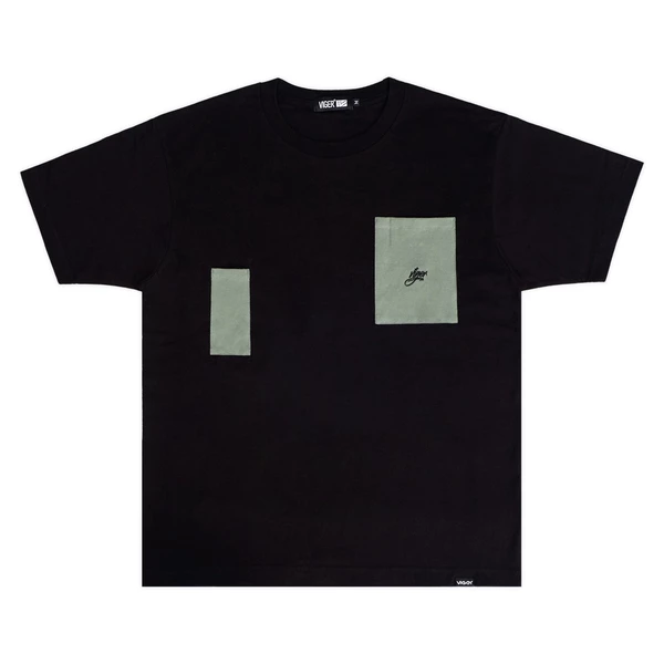 Áo thun unisex có túi NAMETAG 2 Pocket Tee đen