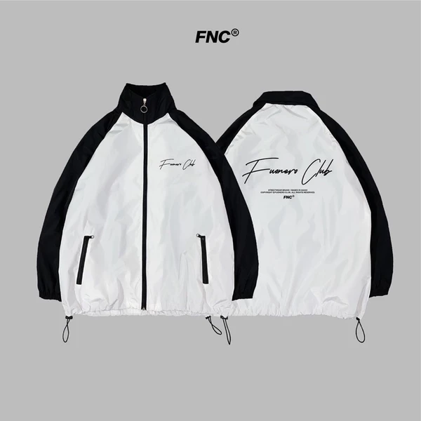 Áo khoác Fuonero jacket dù 2 lớp cao cấp - phối màu đen trắng