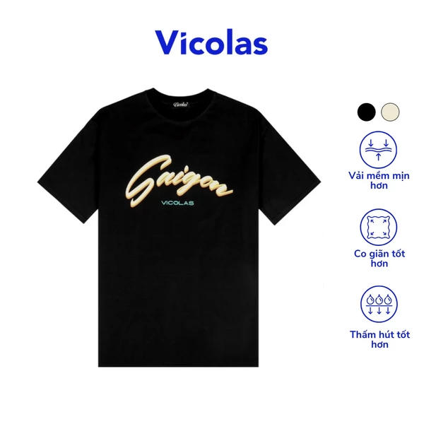 Áo thun unisex Sài Gòn Tee vải cotton co giãn thoáng mát V VICOLAS SAIGON TEE