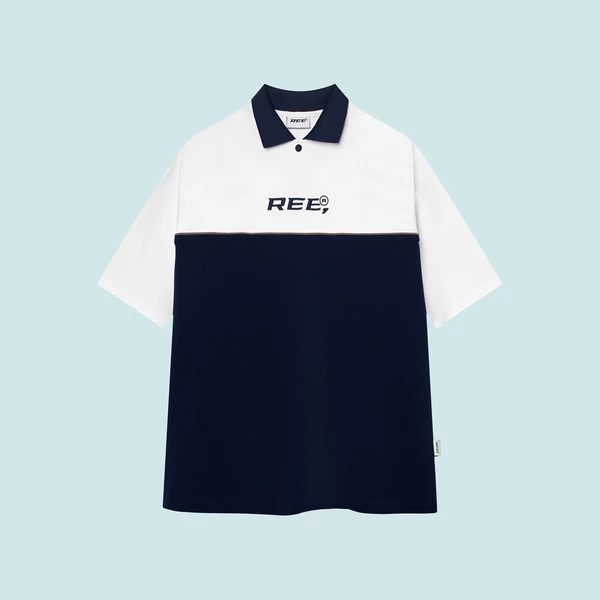 Local Brand Ree - Áo Polo Basic Trắng Phối Navy