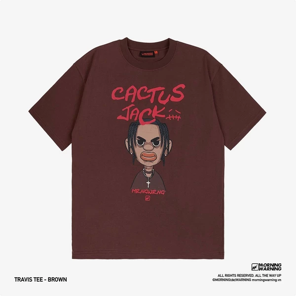 Áo thun Morning Warning Travis Tee Nâu - Áo Thun Unisex Form Rộng Tay Lỡ Oversize Cotton 100% Local Brand