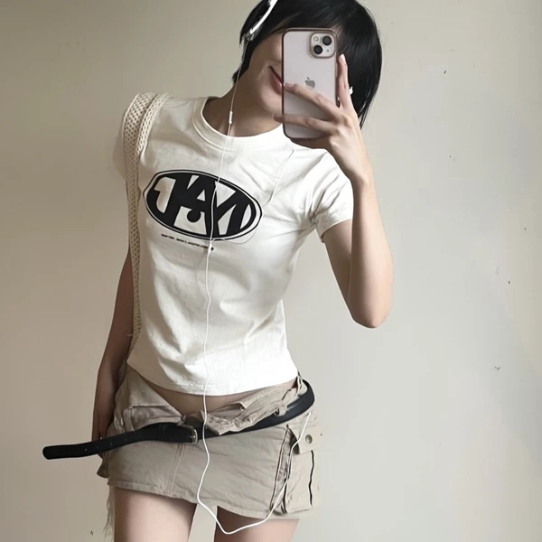 MAHU - ÁO THUN NỮ TAY NGẮN IN LOGO BABY TEE COTTON 2 CHIỀU.