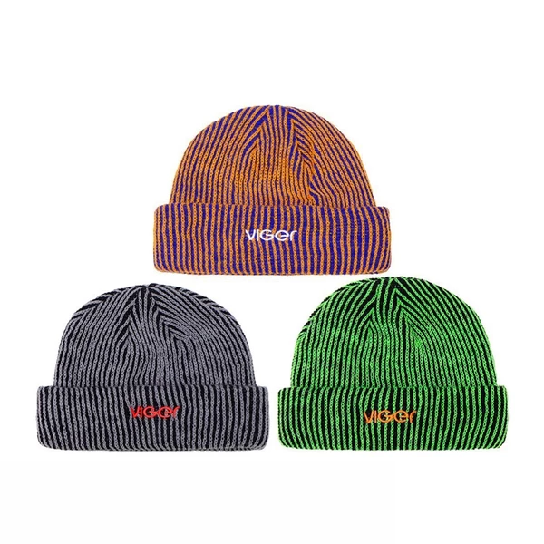 Mũ len unisex VIGER LOGO Striped Tiny Beanies