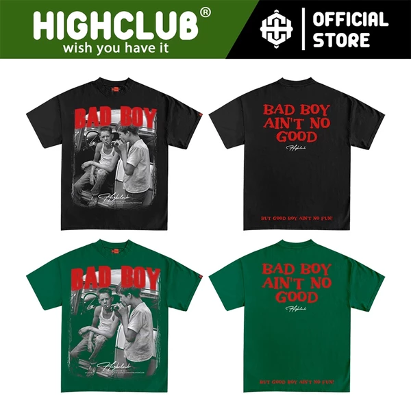 Áo Thun BAD BOY Tay Lỡ Unisex Nam/Nữ ĐEN/XANH Cổ Tròn - HIGHCLUB Brand Chính Hãng