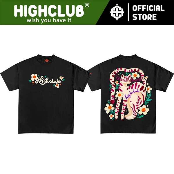Áo Thun HIGHCLUB YOTC 3 Tay Lỡ Unisex Nam/Nữ ĐEN Cổ Tròn - HIGHCLUB Brand Chính Hãng