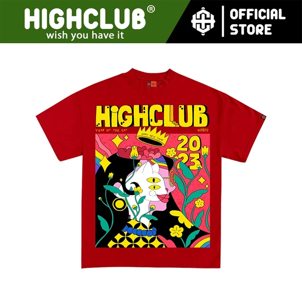 HIGHCLUB YOTC 4 Tay Lỡ Unisex Nam/Nữ ĐỎ Cổ Tròn - HIGHCLUB Brand Chính Hãng