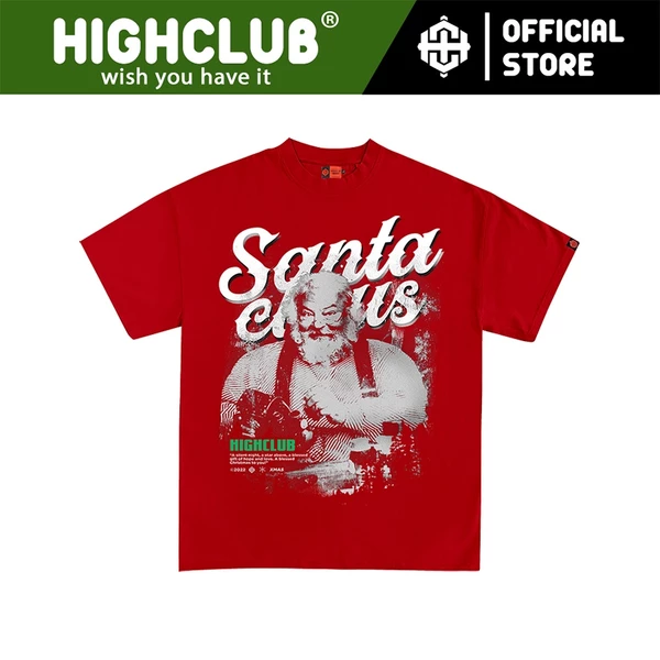 Áo Thun Santa Claus Tay Lỡ Unisex Nam/Nữ ĐỎ Cổ Tròn - HIGHCLUB Brand Chính Hãng