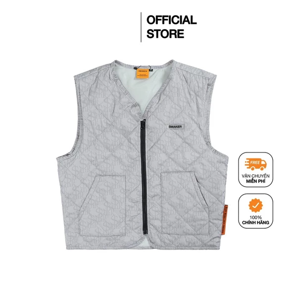 [SMAKER] Áo Jacket honogram Local Brand, khoác dù chần bông - LOGO PUFFER VEST IN GREY