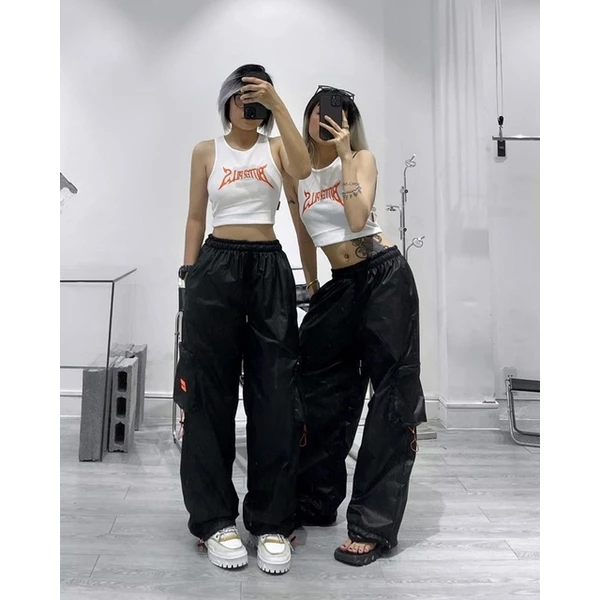 Quần cargo dù túi hộp / áo tanktop - BITTER PILLS