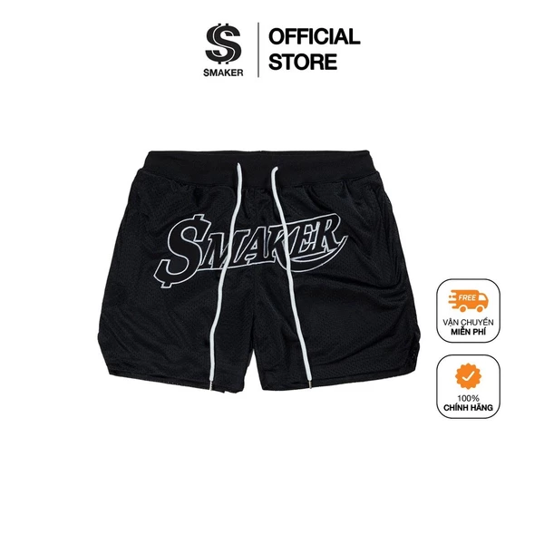 [SMAKER] Quần đùi nam kiểu thể thao, quần short vải lưới mesh cao cấp, quần bóng rổ - LOGO MESH SHORT