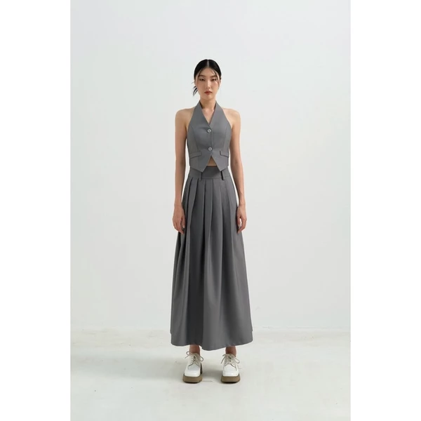 RUBIES Jennie Skirt - Váy Dài Nữ Vải Cotton Hàn Dáng Xòe Xếp Ly