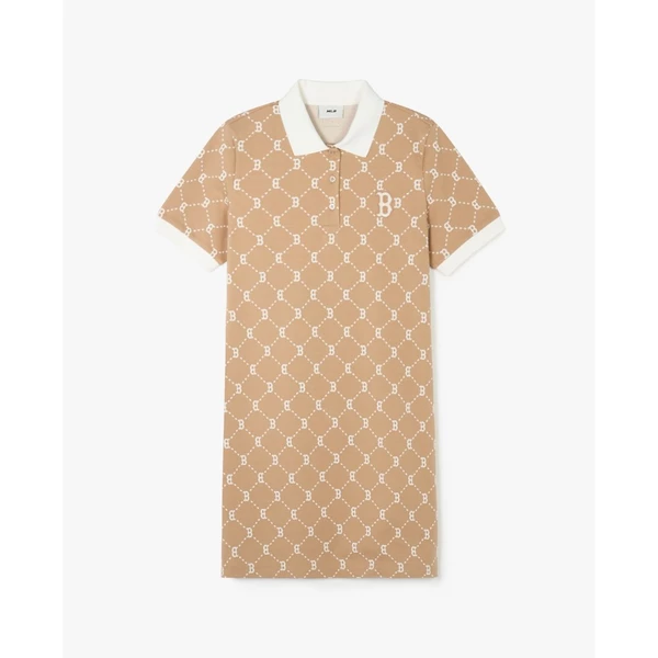 MLB - Đầm polo nữ cổ bẻ tay ngắn mini Diamond Monogram Jacquard Piqué_3FOPM0443-43CAL