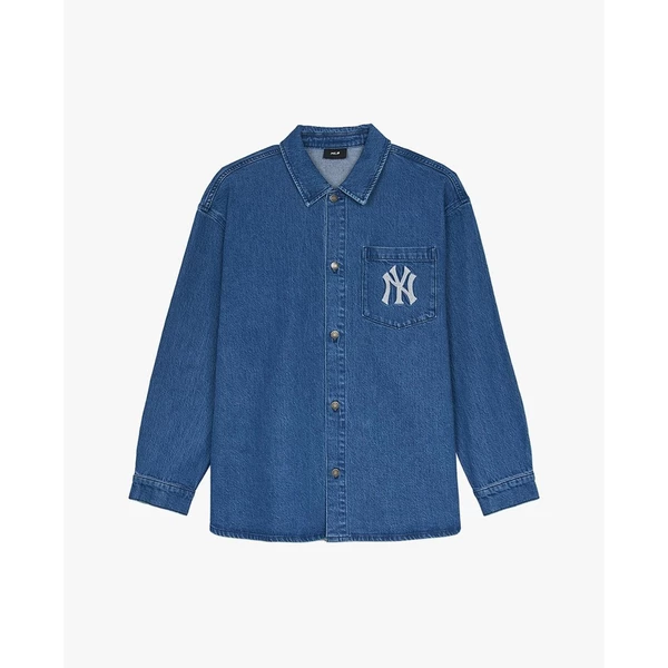MLB - Áo sơ mi denim unisex cổ bẻ tay dài Logo Coopers Mega_3ADRB0144-50INS