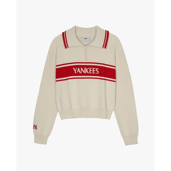 MLB - Áo sweater nữ cổ bẻ tay dài Varsity Sportive_3FKPV0344-50CRD