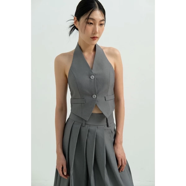 RUBIES Lisa Gile - Áo Kiểu Nữ Vải Cotton Hàn Cổ Yếm Hở Lưng