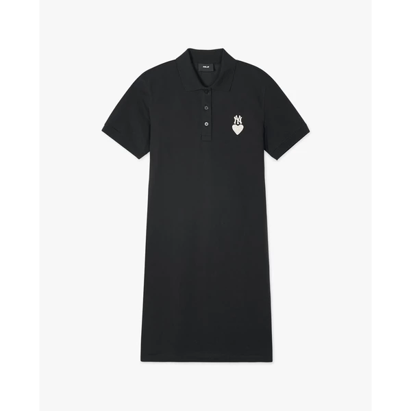 MLB - Đầm polo nữ cổ bẻ tay ngắn mini Heart Piqué_3FOPH0143-50BKS