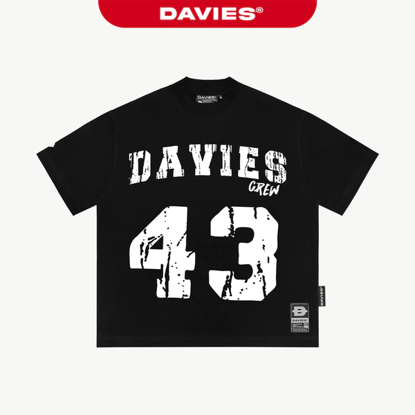 Áo phông nam nữ form rộng DAVIES hoạ tiết hình in lụa phong cách thể thao đường phố 43 Jerseys Tee | D-T35